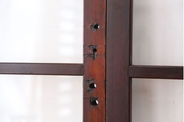 古民具・骨董　希少!細身で背の高い使い込まれた味のある腰板欅ガラス引き戸(ガラス戸/建具)