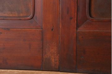 古民具・骨董　希少!細身で背の高い使い込まれた味のある腰板欅ガラス引き戸(ガラス戸/建具)