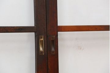古民具・骨董　希少!細身で背の高い使い込まれた味のある腰板欅ガラス引き戸(ガラス戸/建具)