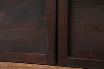 アンティーク　古い木味のシンプルで上品なガラス引き戸4枚セット(ガラス戸)