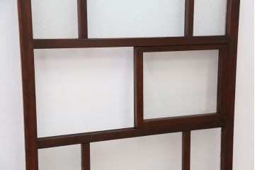 大正ロマン　珍しい!小窓付固定式ガラス戸(色ガラス入り)