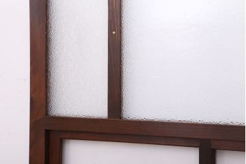 大正ロマン　珍しい!小窓付固定式ガラス戸(色ガラス入り)