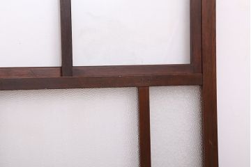 大正ロマン　珍しい!小窓付固定式ガラス戸(色ガラス入り)