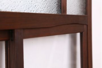 大正ロマン　珍しい!小窓付固定式ガラス戸(色ガラス入り)
