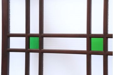 大正ロマン　色ガラス入り上質なガラス引き戸3枚セット(モールガラス/ダイヤガラス)(ガラス戸/建具)