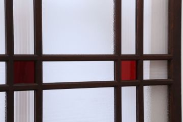 大正ロマン　色ガラス入り上質なガラス引き戸3枚セット(モールガラス/ダイヤガラス)(ガラス戸/建具)