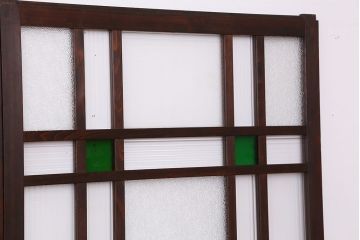 大正ロマン　色ガラス入り上質なガラス引き戸3枚セット(モールガラス/ダイヤガラス)(ガラス戸/建具)