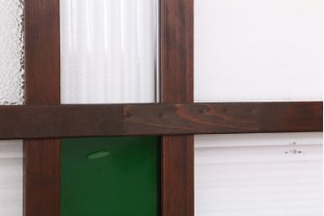 大正ロマン　色ガラス入り上質なガラス引き戸3枚セット(モールガラス/ダイヤガラス)(ガラス戸/建具)