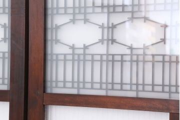 古民具・骨董　上質な組子ガラス引き戸4枚セット(建具/ガラス戸)