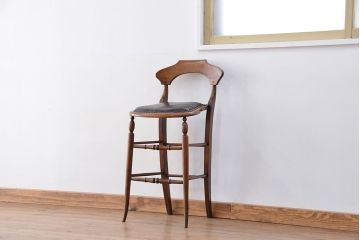 アンティーク家具　イギリスアンティーク　合皮座面ハイチェア(カウンターチェア/椅子/イス)