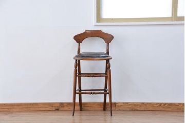 アンティーク家具　イギリスアンティーク　合皮座面ハイチェア(カウンターチェア/椅子/イス)