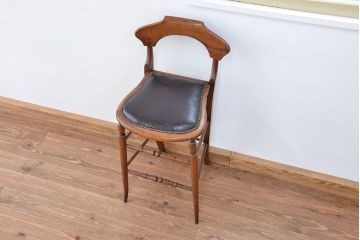 アンティーク家具　イギリスアンティーク　合皮座面ハイチェア(カウンターチェア/椅子/イス)