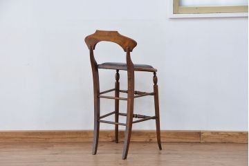 アンティーク家具　イギリスアンティーク　合皮座面ハイチェア(カウンターチェア/椅子/イス)