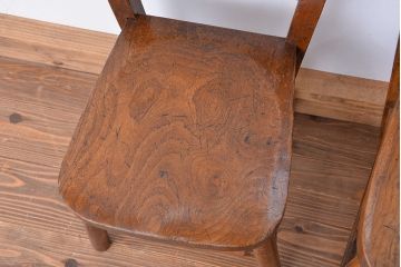 アンティーク家具　イギリスアンティーク　古い木の小さめかわいいアンティークチャイルドチェア、キッズチェア2脚セット(イス/子供用椅子)