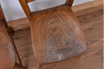 アンティーク家具　イギリスアンティーク　古い木の小さめかわいいアンティークチャイルドチェア、キッズチェア2脚セット(イス/子供用椅子)