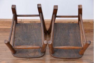 アンティーク家具　イギリスアンティーク　古い木の小さめかわいいアンティークチャイルドチェア、キッズチェア2脚セット(イス/子供用椅子)