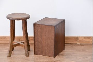 アンティーク家具　アンティーク　古いナラ材のネームプレート付5杯小引き出し