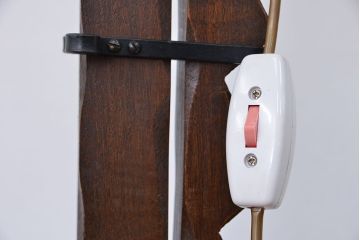 イギリスビンテージ　素敵な雰囲気!ステンドガラスオーク材吊り下げ照明フロアスタンド?(スタンドライト)