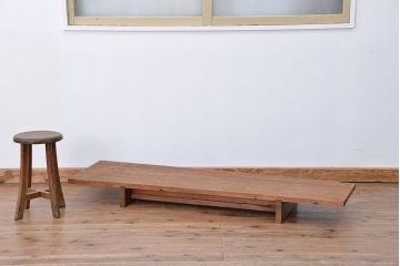 アンティーク家具　アンティーク　天板一枚板　古い木の引き出し付き裁ち板(反り有り)(テーブル・作業台)
