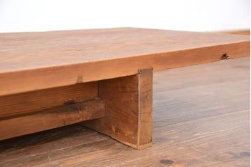 アンティーク家具　アンティーク　天板一枚板　古い木の引き出し付き裁ち板(反り有り)(テーブル・作業台)