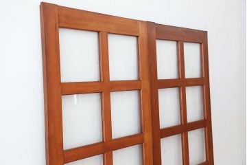 アンティーク　レトロなデザインのガラス戸2枚セット(建具)(引き戸)