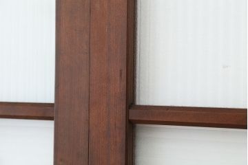 ★アンティーク　珍しいデザインの銀モールガラス引き戸2枚セット(ガラス戸/建具)