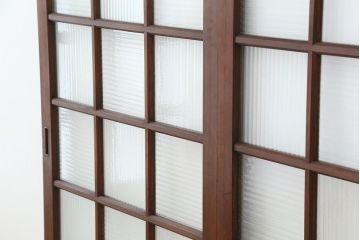 ★アンティーク　珍しいデザインの銀モールガラス引き戸2枚セット(ガラス戸/建具)