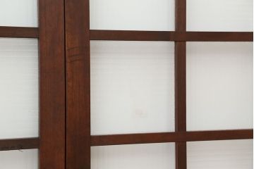 ★アンティーク　珍しいデザインの銀モールガラス引き戸2枚セット(ガラス戸/建具)