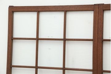 ★アンティーク　珍しいデザインのモールガラス引き戸2枚セット(ガラス戸/建具)