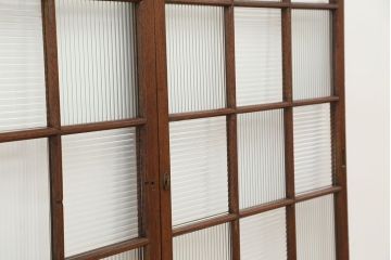 ★アンティーク　珍しいデザインのモールガラス引き戸2枚セット(ガラス戸/建具)