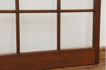 ★アンティーク　珍しいデザインのモールガラス引き戸2枚セット(ガラス戸/建具)