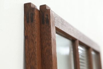 ★アンティーク　珍しいデザインのモールガラス引き戸2枚セット(ガラス戸/建具)