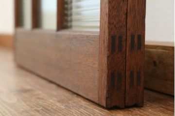 ★アンティーク　珍しいデザインのモールガラス引き戸2枚セット(ガラス戸/建具)
