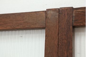 ★アンティーク　珍しいデザインのモールガラス引き戸2枚セット(ガラス戸/建具)