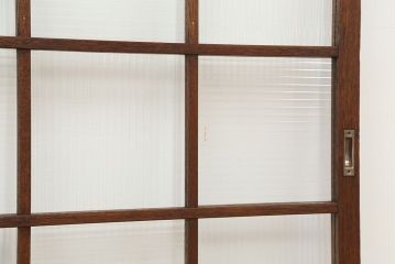 ★アンティーク　珍しいデザインのモールガラス引き戸2枚セット(ガラス戸/建具)