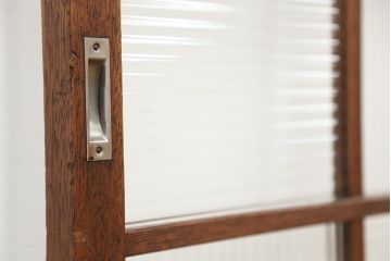 ★アンティーク　珍しいデザインのモールガラス引き戸2枚セット(ガラス戸/建具)