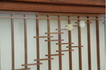古民具・骨董　総欅　特別注文造り　上質な組子帯戸3枚セット(ガラス帯戸)