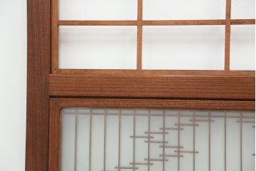 古民具・骨董　総欅　特別注文造り　上質な組子帯戸3枚セット(ガラス帯戸)