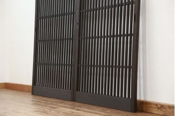 ★古民具・骨董　使い込まれた荒格子戸2枚セット(建具)