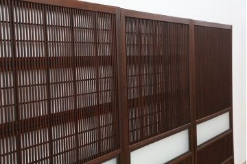 アンティーク　裏障子付き時代格子3枚セット