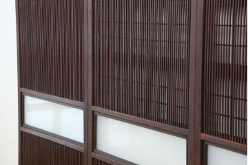 アンティーク　裏障子付き時代格子3枚セット