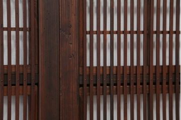 アンティーク　裏障子付き時代格子3枚セット