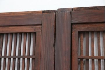 アンティーク　裏障子付き時代格子3枚セット