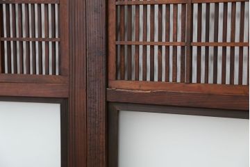 アンティーク　裏障子付き時代格子3枚セット