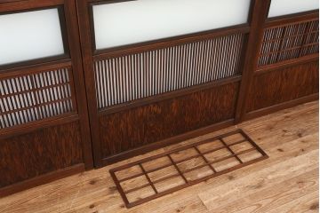 アンティーク　裏障子付き時代格子3枚セット