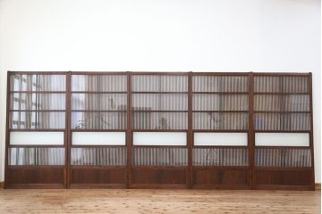 古民具・骨董　極上!状態の良いガラス入り格子戸5枚セット