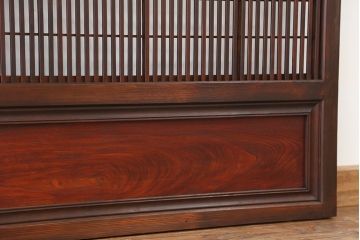 古民具・骨董　腰板欅材の上質な裏障子付き格子戸4枚セット