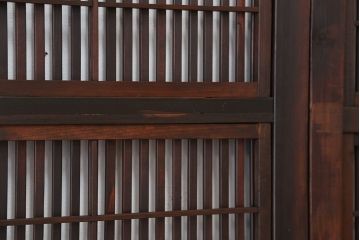 古民具・骨董　腰板欅材の上質な裏障子付き格子戸4枚セット