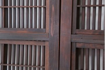 古民具・骨董　腰板欅材の上質な裏障子付き格子戸4枚セット