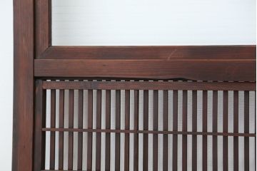 古民具・骨董　腰板欅材の上質な裏障子付き格子戸4枚セット